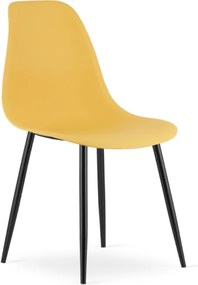 Set troch jedálenských stoličiek WAT horčicový - čierne nohy (3 ks)