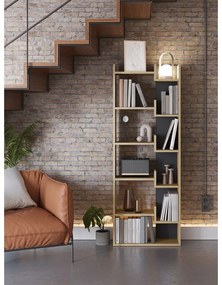 Knižnica v dekore duba v čierno-prírodnej farbe 60,5x162 cm Klapo – Marckeric