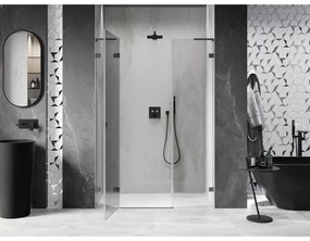 Mexen Lunar L, ľavé otočné sprchové dvere 135 cm, 8mm číre sklo, grafitový profil, 834SL-135-050-95-00-L