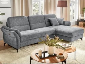 Rohová sedacia súprava Kos, holubia sivá látka, pravý roh, s elektrickým polohovaním%