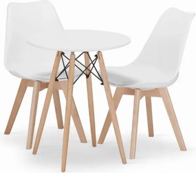 Jedálenská zostava TODI 60cm okrúhly stolový set biely+ 2 stoličky MARK biele Farba: Biela