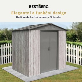 Záhradný domček BestBerg ZDB-2SD / 2,5 m² / 194 x 131 x 184 cm / dekor biele drevo / sivá