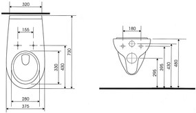 Sapho Sapho, HANDICAP WC závesné predĺžené, Rimless, 37,5x73cm, biela, K670-002