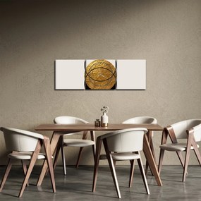 Obraz - Abstrakcia zlatá a biela N⁰2 (s hodinami) (90x30 cm)