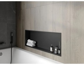 Mexen X-Wall-R, polička na zapustenie na obklad s golierom 90 x 30 cm, čierna matná, 1970903010