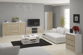 TV stolík Darian  (biela + dub sonoma). Vlastná spoľahlivá doprava až k Vám domov. 1069521