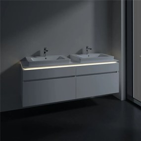VILLEROY &amp; BOCH Legato závesná skrinka pod dve umývadlá, 4 zásuvky, s LED osvetlením, 1600 x 500 x 550 mm, White Matt, B693L0MS
