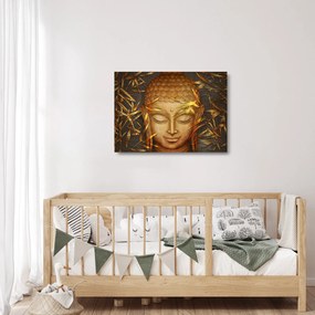 Sklenený obraz - Zlatý Budha (70x50 cm)