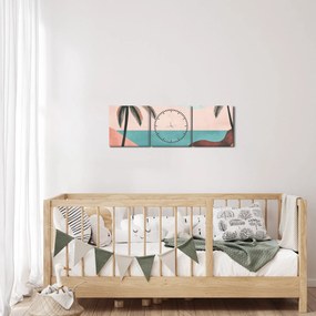 Obraz - Palmy pri mori (s hodinami) (90x30 cm)
