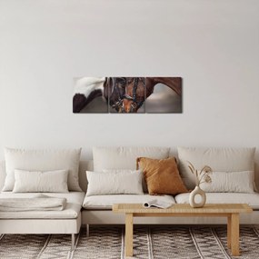 Obraz - Zamilované kone (s hodinami) (90x30 cm)
