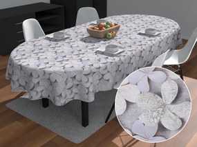 Biante Dekoračný oválny obrus PML-032 Designové kvety na sivom 100x140 cm