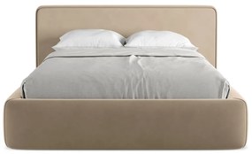 Svetlohnedá čalúnená dvojlôžková posteľ s úložným priestorom s roštom 180x200 cm Kiana – Makamii