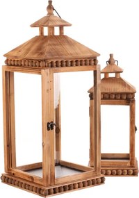 Set dvoch drevených lampášov hnedý DA211 BR (2 ks)