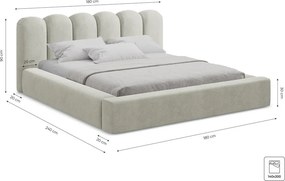 Sivá čalúnená dvojlôžková posteľ s úložným priestorom s roštom 140x200 cm Mano – Makamii