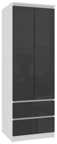 Skriňa STAR S 60 cm 2D 2SZ biela / grafitová, lesk