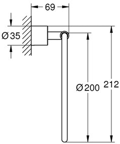 Grohe Atrio - Držiak na uterák, kartáčovaný Hard Graphite 40307AL3