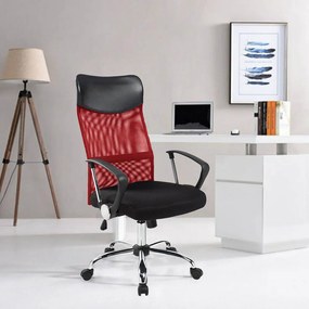 Ergonomické kancelárske kreslo s vysokou opierkou, 3 rôzne farby- červené