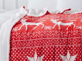 XPOSE® Mikroplyšová deka VIANOCE s baránkom - červená 140x200 cm