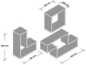 Sada nástěnných poliček Tetris bílá