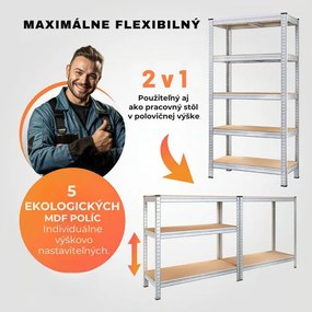 Regál s vysokou nosnosťou HEAVY, max. 875kg, 90x40x180cm, strieborná Jurhan