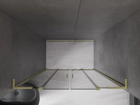 Mexen Velar L Duo, posuvné sprchové dvere do otvoru 150 cm, 8mm šedé sklo, zlatá matná, 871-150-003-42-55