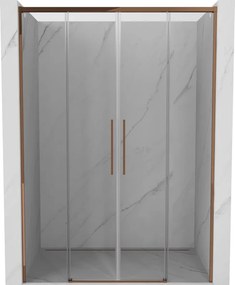 Mexen Rox, posuvné sprchové dvere 150 cm, 8mm číre sklo, ružové zlato profil, 8C2-140-002-60-00