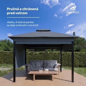 Blumfeldt Grandezza Cortina záhradný altánok 3x3 m, odolný voči poveternostným vplyvom, prášková farba, bočné rolety