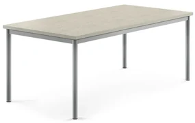Stôl SONITUS, 1600x800x600 mm, linoleum - šedá, strieborná