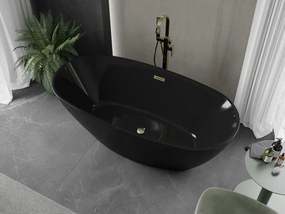 Mexen Eris, voľne stojaca vaňa 170 x 80 cm, čierna,  zlatý matný prepad, 53441708070-55