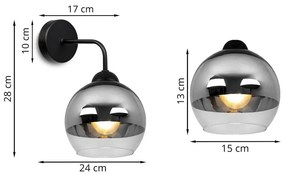 Nástenné svietidlo Bergen, 1x chrómové/transparentné sklenené tienidlo (fi 15cm)