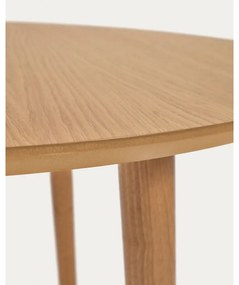 Okrúhly rozkladací jedálenský stôl v dekore duba v prírodnej farbe ø 90 cm Oqui – Kave Home