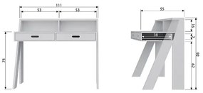 Písací stôl connect 112 x 55 cm sivý MUZZA