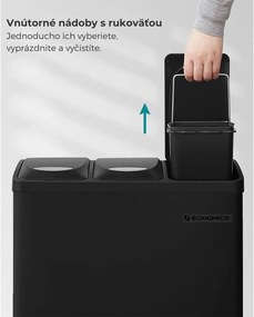 Kôš na separovanie odpadu SORT 24l (3x8l), čierna SongmicsHome