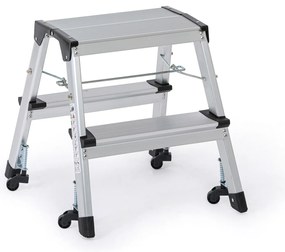 Hliníkové skladacie schodíky s kolieskami, obojstranné, výška 420 mm