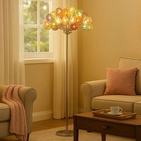 Stojacia lampa GRAPE, chróm + farebné sklo