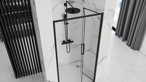 Zalamovacie sprchové dvere REA RAPID FOLD 80 cm pre inštaláciu do niky, čierne/transparent - bez vaničky