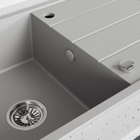 Laveo Wolin, 1-komorový granitový drez 780x480x185 mm, šedá, LAV-SPW_511T
