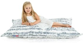 Hudobný vankúš XL/XXL – biely s motívom nôt Veľkosť: XXL