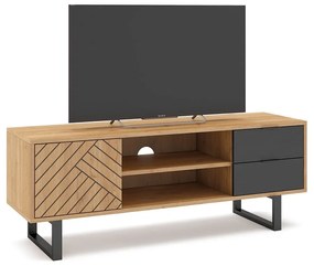 Antracitovosivá/prírodný TV stolík v dekore duba 140x52 cm Madona – Marckeric