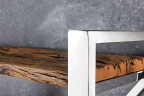 Polica BARRACUDA 185 cm teakové drevo a chrómovaná nehrdzavejúca oceľ