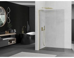 Mexen Kioto L, sprchová zástena Walk-In 60 x 200 cm, 8mm číre sklo, zlatý matný profil, 800-060-103-55-00