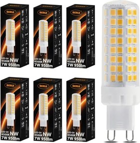 6x LED žiarovka G9 7W 950lm - neutrálna farba 4500K