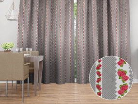 Biante Bavlnený záves Sandra SA-419 Ružičky na sivom bodkovanom 150x210 cm