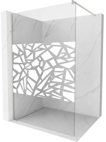 Mexen Kioto, sprchová zástena Walk-In 130 x 200 cm, 8mm číre sklo biely vzor, brúsená oceľ profil, 800-130-101-97-85