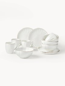 Raňajková súprava's reliéfom z porcelánu Sali, 4 osoby (12 dielov)