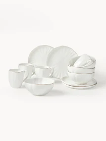 Raňajková súprava's reliéfom z porcelánu Sali, 4 osoby (12 dielov)