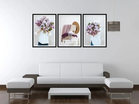 Gario Sada plagátov Nádherné kvety - 3 dielna Farba rámu: Rustikálna, Veľkosť: 135 x 63 cm