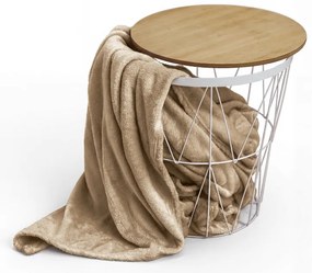 Béžová mikroplyšová deka CALMI 150x200 cm