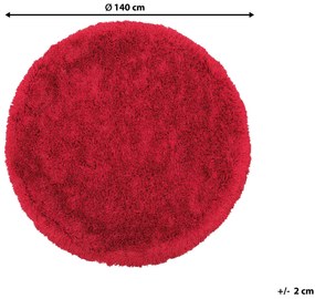 Okrúhly koberec ⌀ 140 cm červený CIDE Beliani