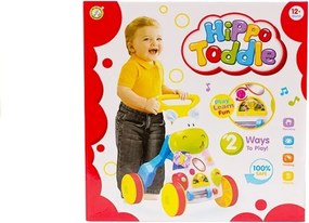 LEAN Toys Happy Hippo Pusher so zrkadlovými gumenými kolieskami